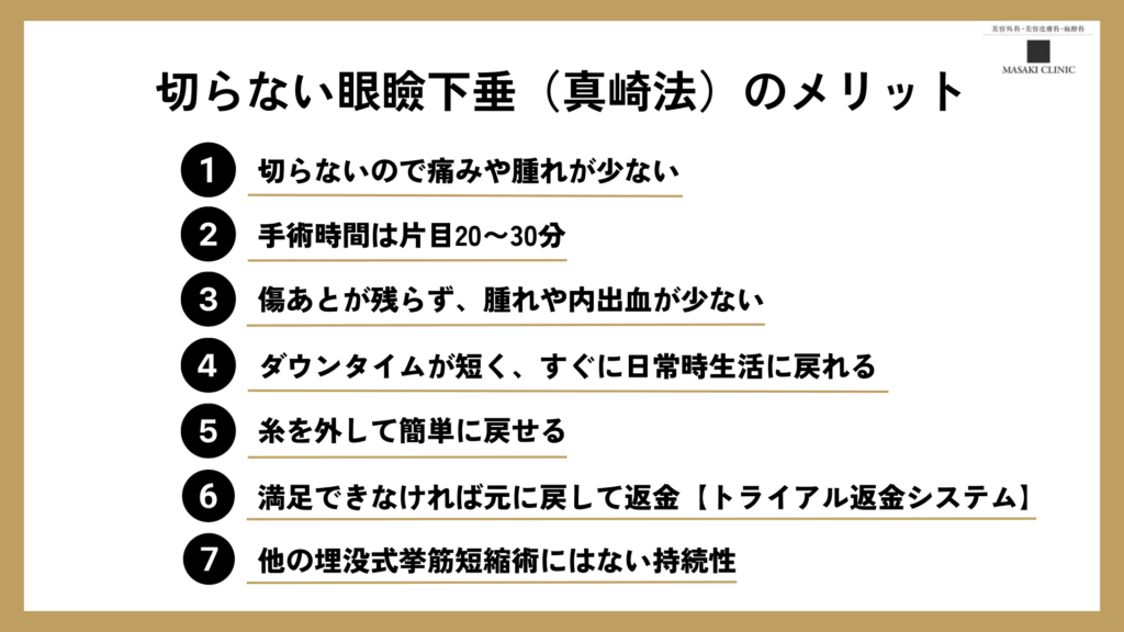 切らない眼瞼下垂のメリットを表す画像